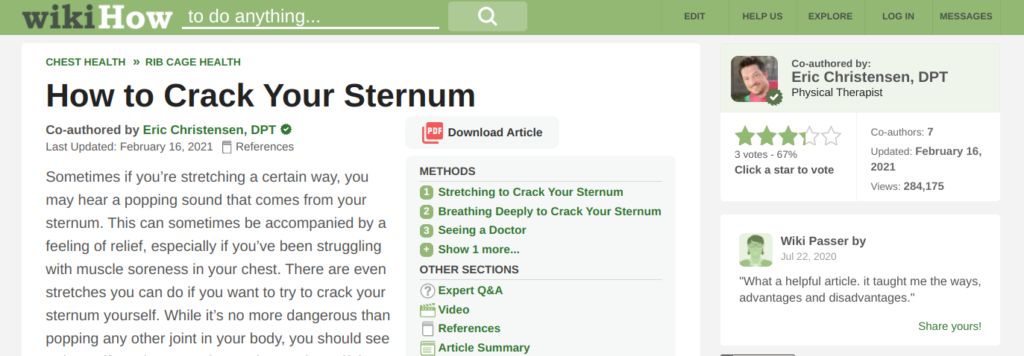 Pop sternum stretch Popping Sternum